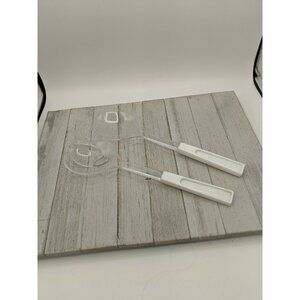 Clear 2 Piece Salad Serving Fork Spoon Tongs White Flatware 11 1/4"